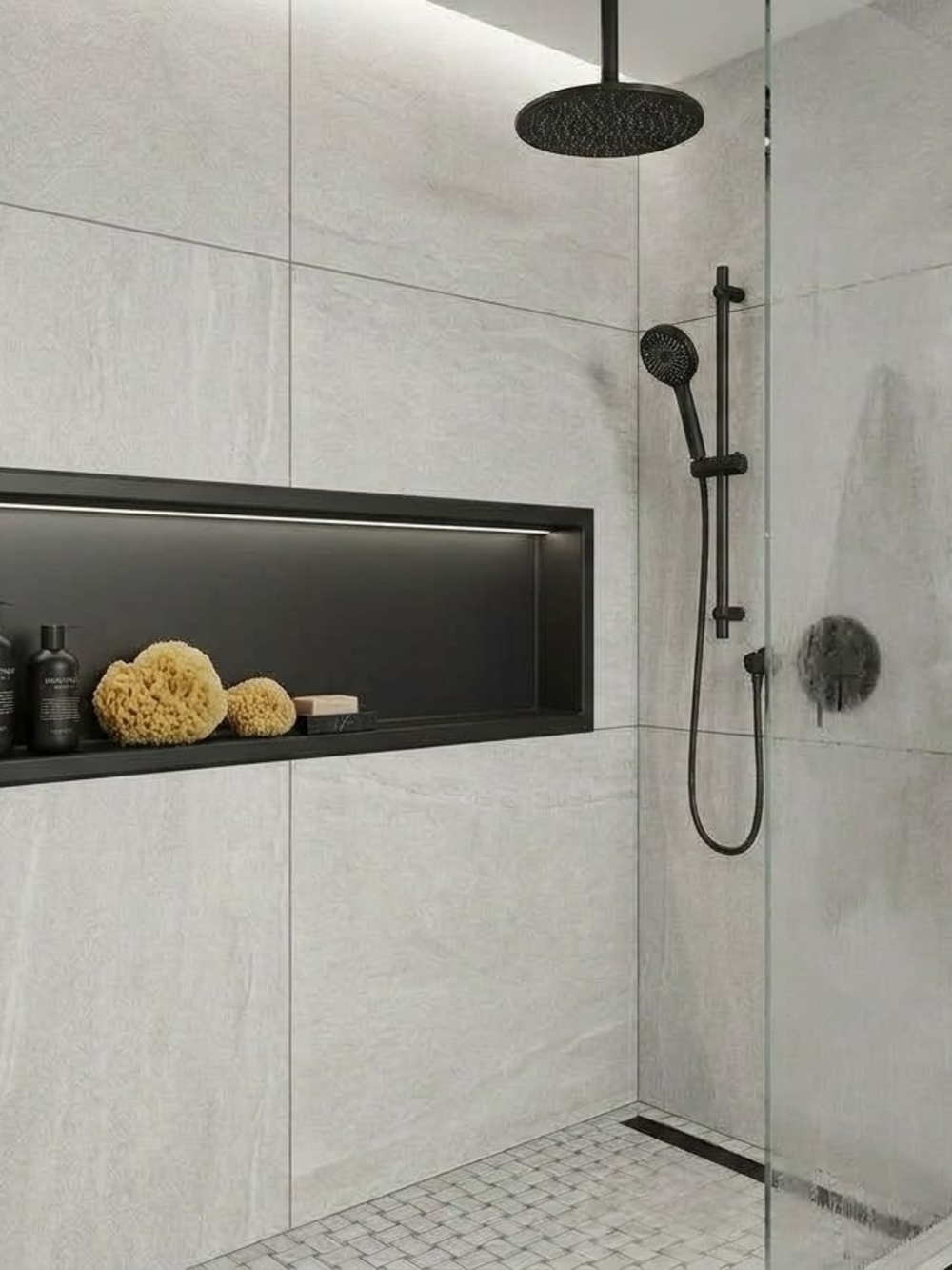 Black Recessed Metal Wall Niche Shelf, Wall Mounted, 25 x 12 x 4 in